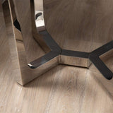 Meghan Chrome Metal End Table with Grey Faux Marble Top - 2 Parts