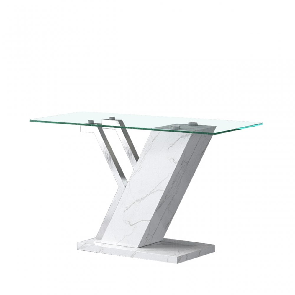 Lusso Console Table White Marble And Chrome - 3 Parts