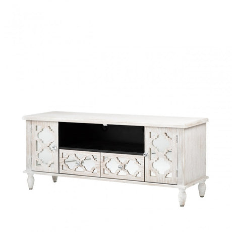 Hampton Beach Entertainment Unit Washed Ash And Mirror