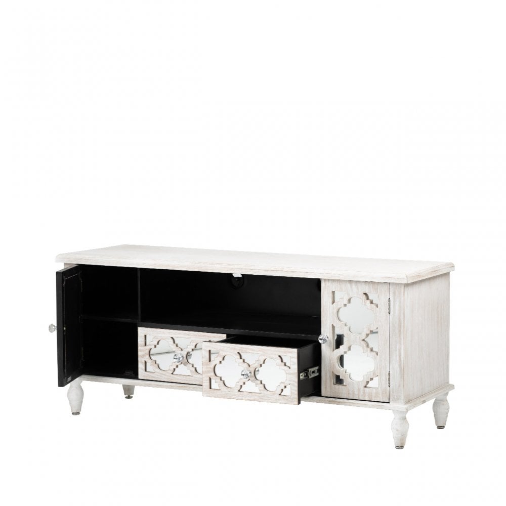 Hampton Beach Entertainment Unit Washed Ash And Mirror