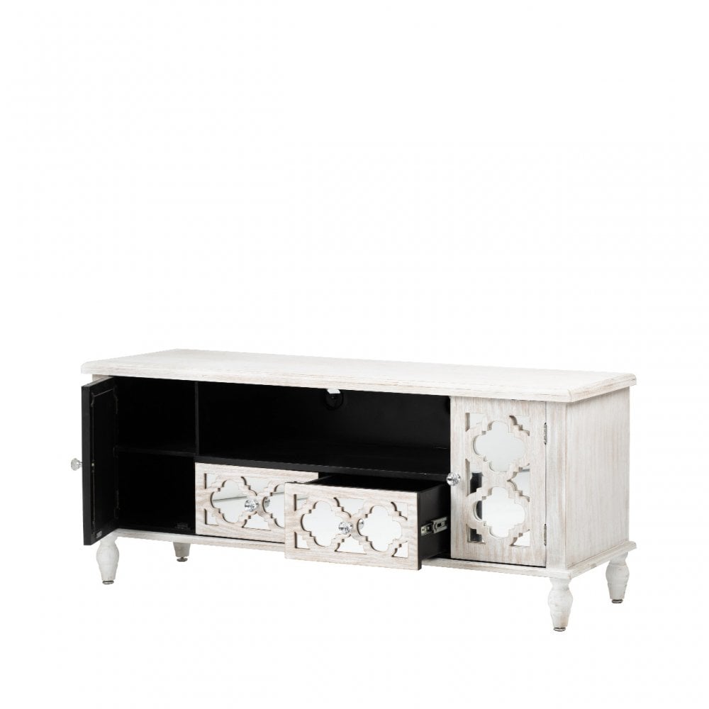 Hampton Beach Entertainment Unit Washed Ash And Mirror