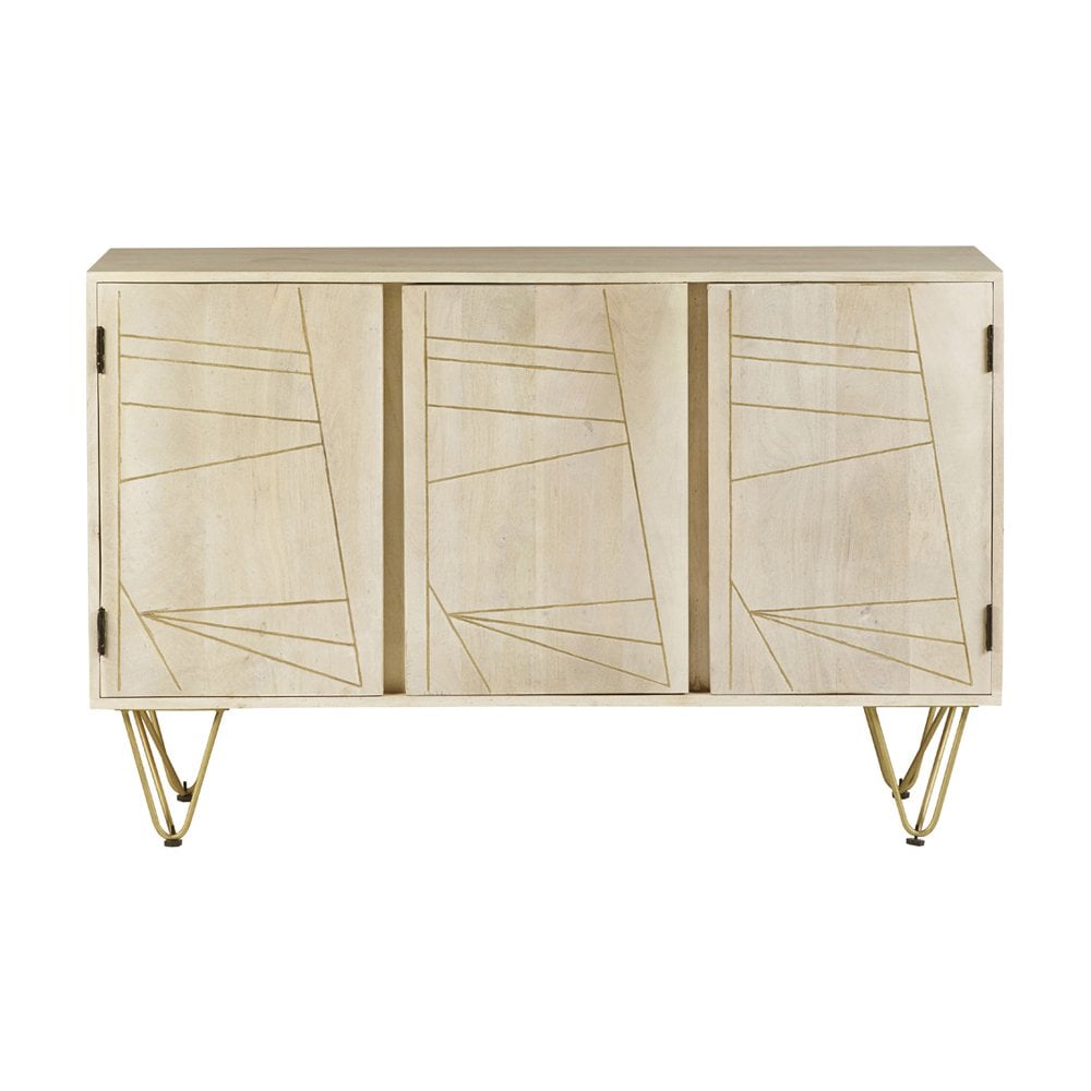 Light Gold Large Sideboard 3 Doors
