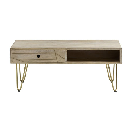 Light Gold Rectangular Coffee Table With Drawer