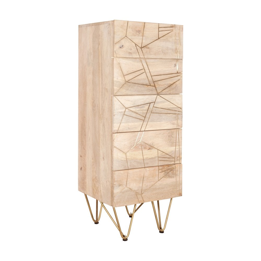 Light Gold Tall Chest Of Drawers