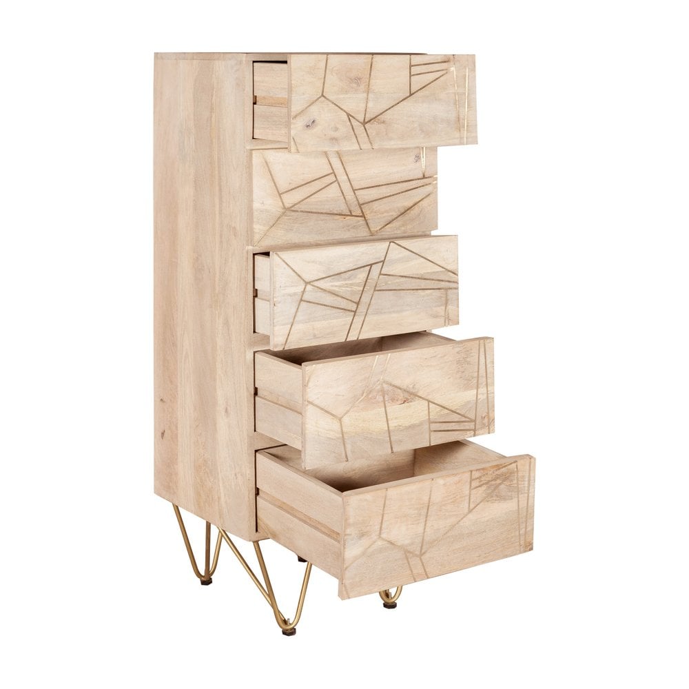 Light Gold Tall Chest Of Drawers
