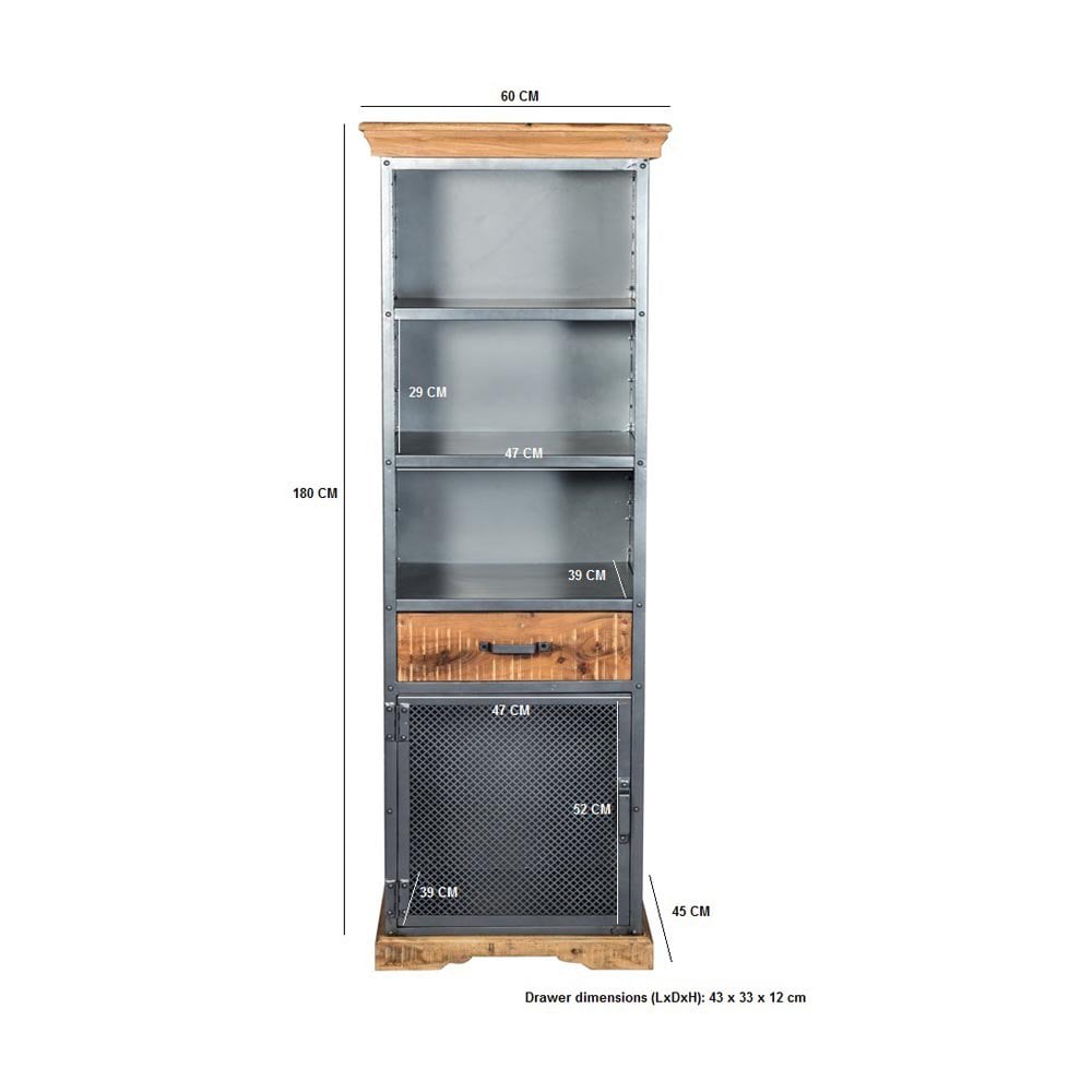 Metropolis Industrial Narrow Bookcase