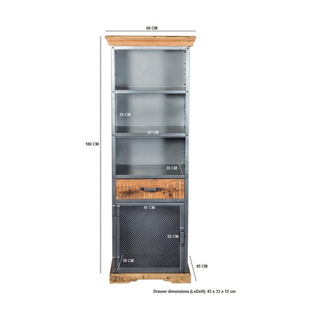 Metropolis Industrial Narrow Bookcase