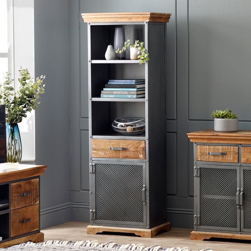 Metropolis Industrial Narrow Bookcase