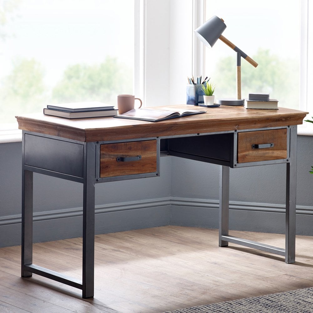 Metropolis Industrial 2 Drawer Writing Desk
