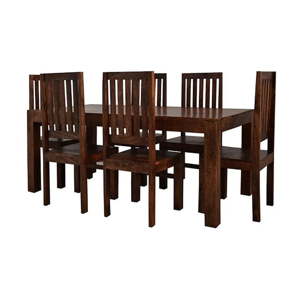 Toko Dark Mango 6 Ft Dining Set With Wooden Chairs