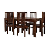 Toko Dark Mango 6 Ft Dining Set With Wooden Chairs
