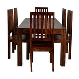 Toko Dark Mango 6 Ft Dining Set With Wooden Chairs
