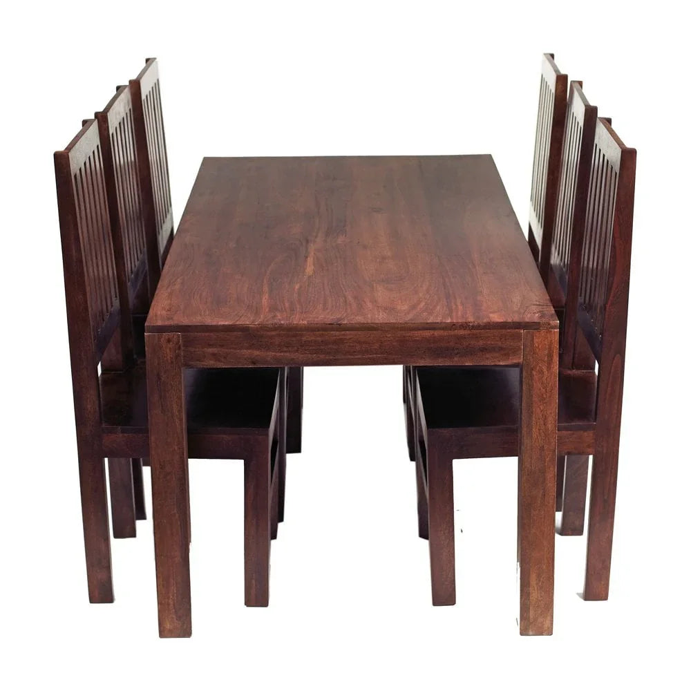 Toko Dark Mango 6 Ft Dining Set With Wooden Chairs