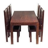 Toko Dark Mango 6 Ft Dining Set With Wooden Chairs