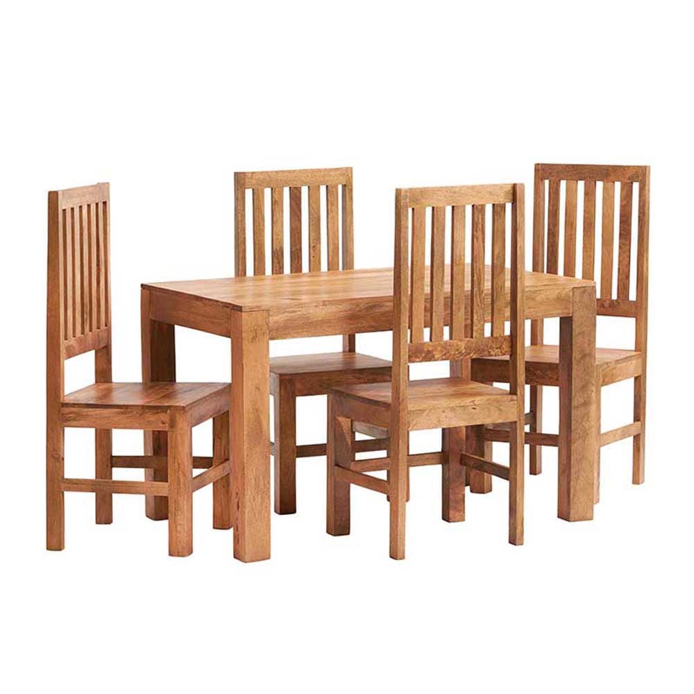 Toko Light Mango Dining Set With Wooden Chairs