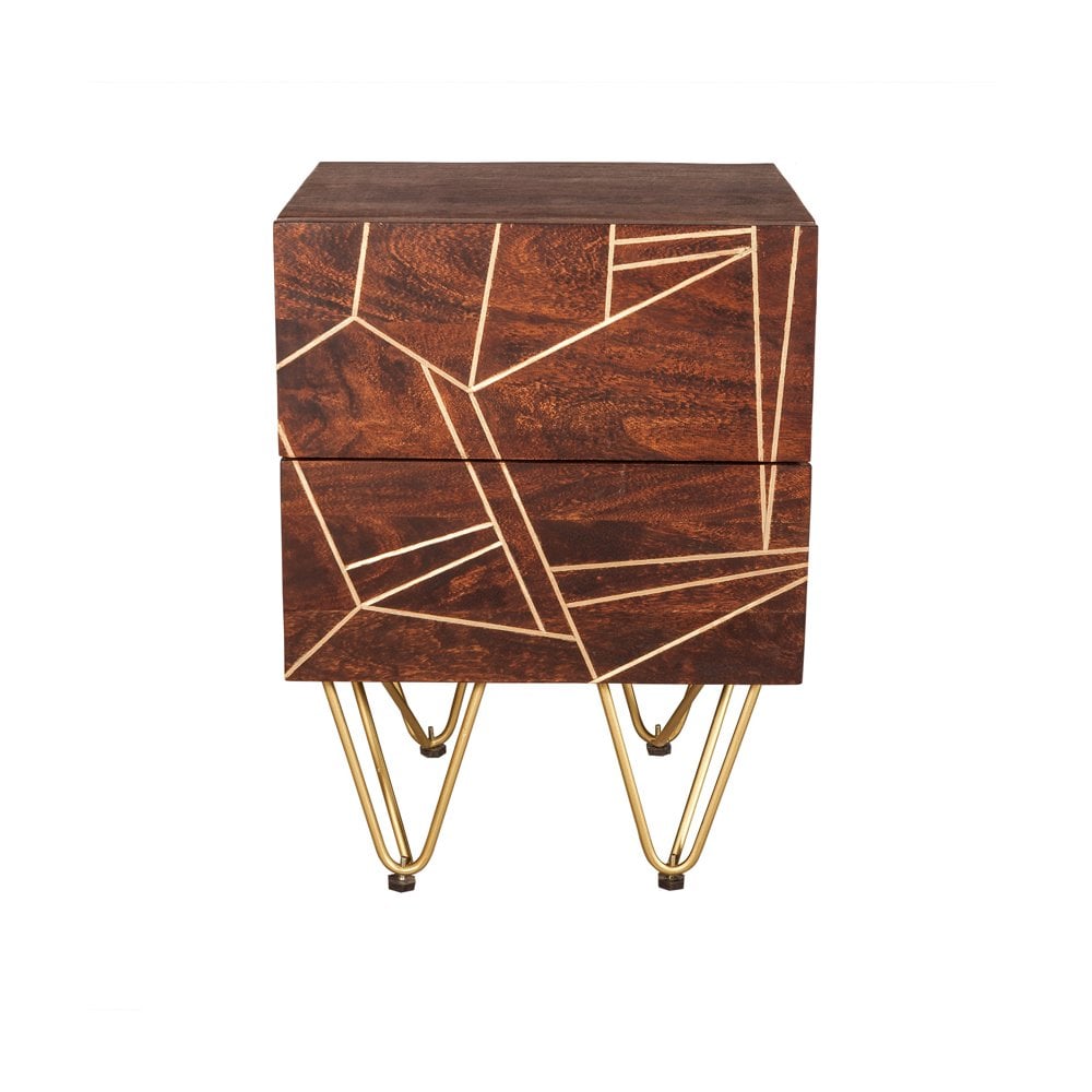 Dark Gold 2 Drawer Side Table