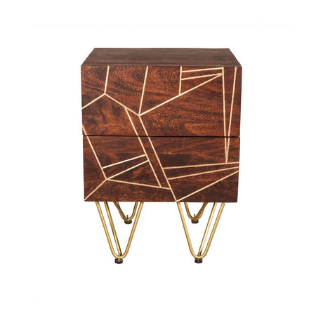 Dark Gold 2 Drawer Side Table