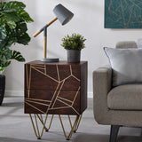 Dark Gold 2 Drawer Side Table