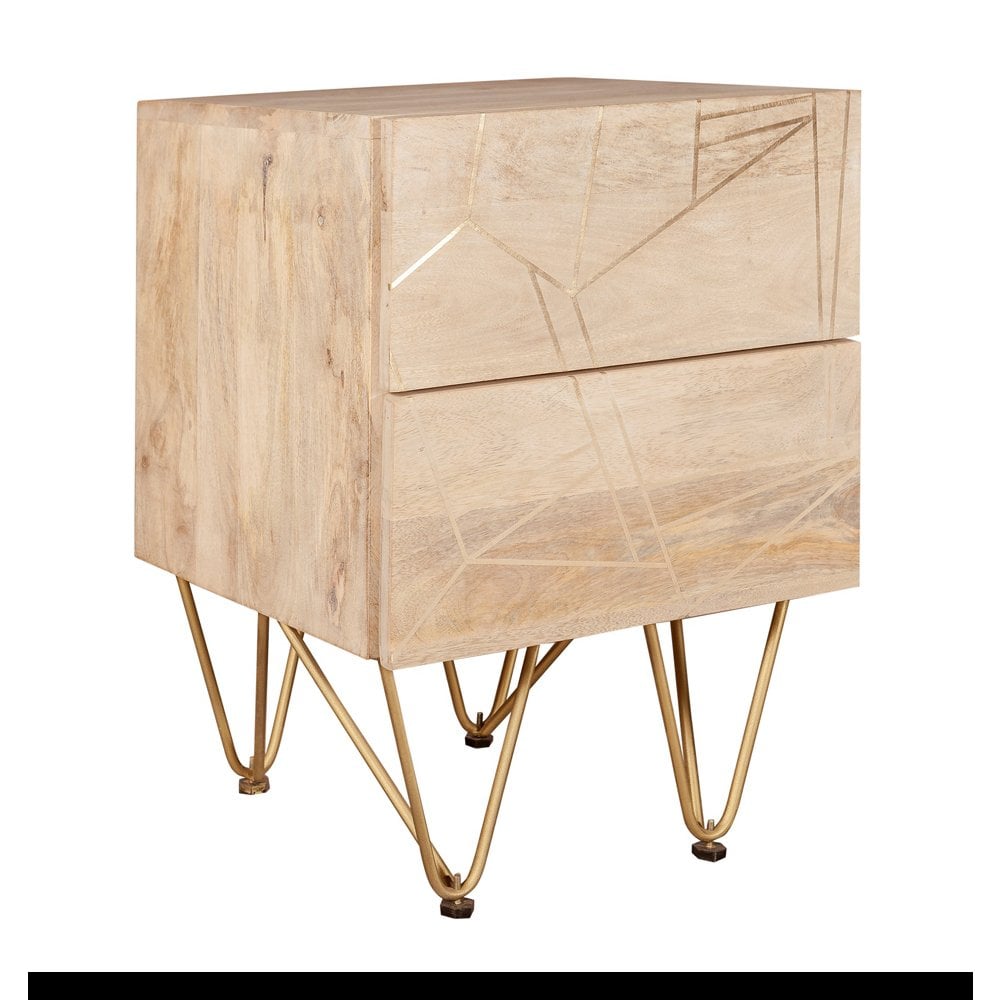 Light Gold 2 Drawer Side Table