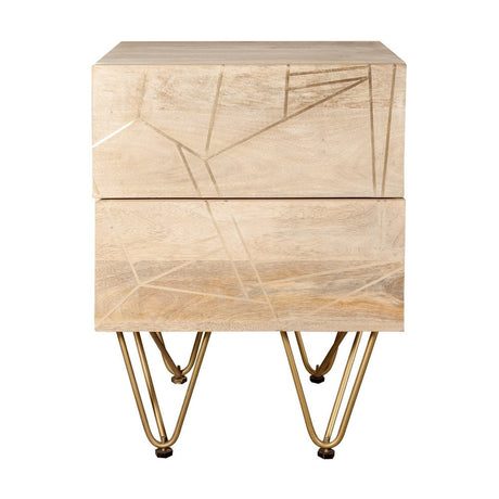 Light Gold 2 Drawer Side Table