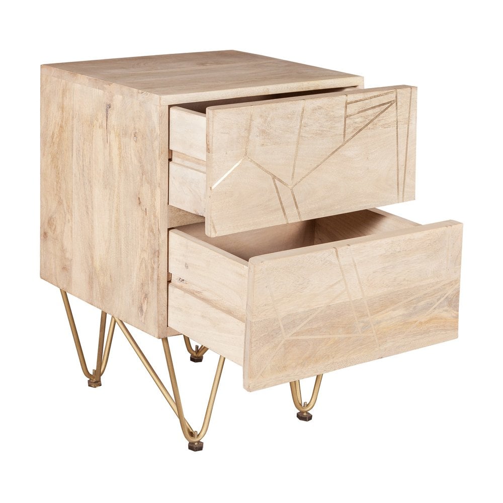 Light Gold 2 Drawer Side Table