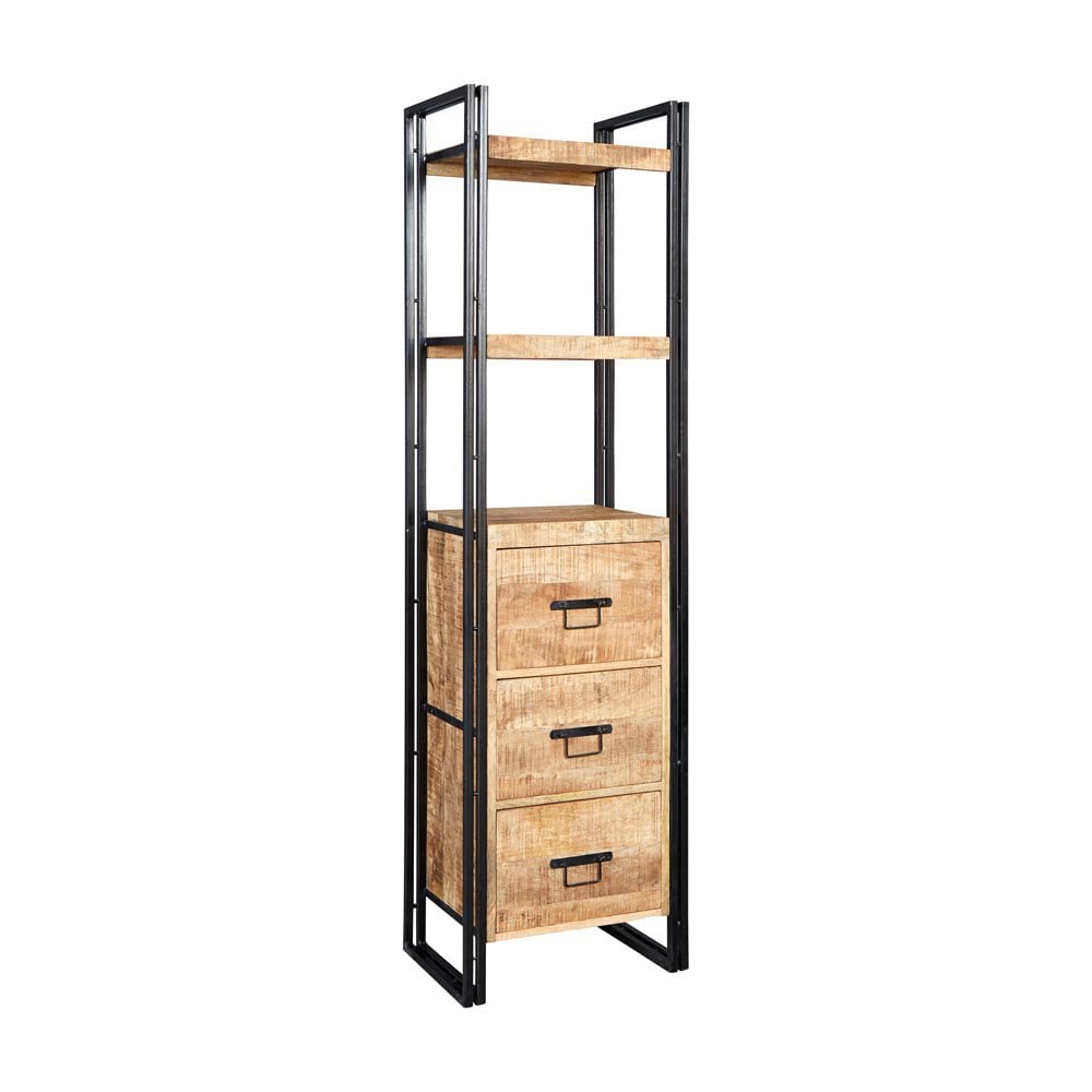 Cosmo Industrial Slim Open Bookcase