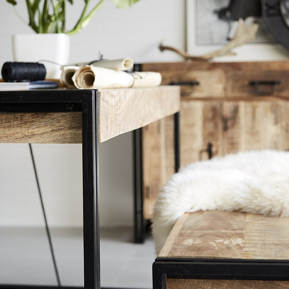 Cosmo Industrial Metal & Wood Dining Table - Large