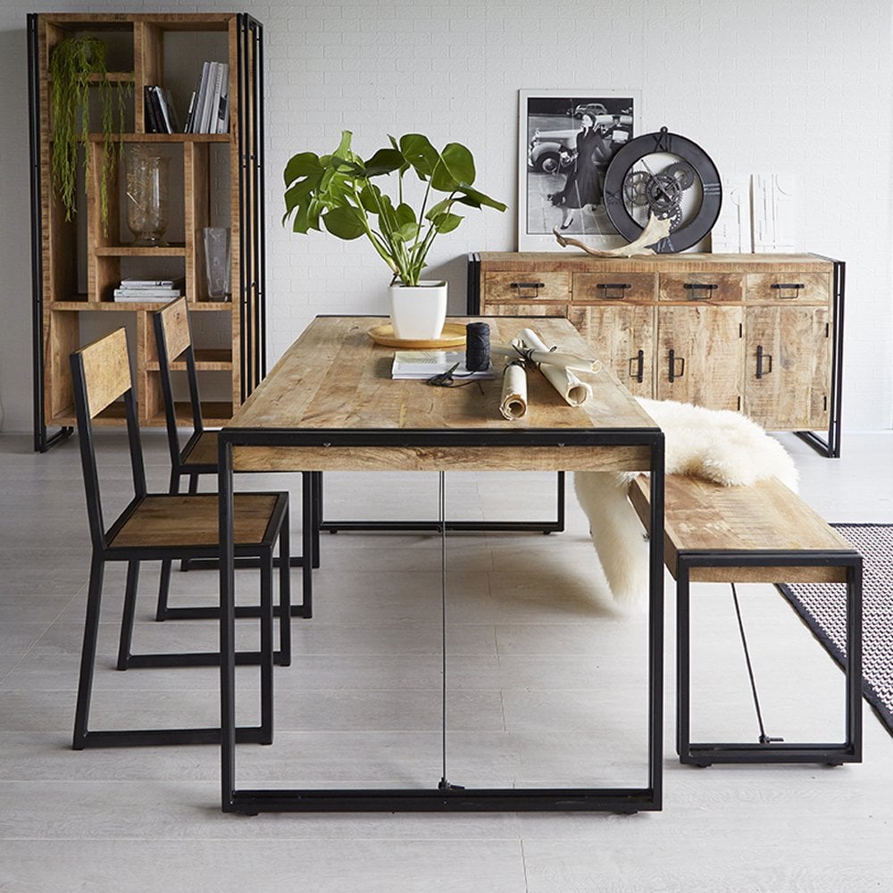 Cosmo Industrial Metal&wood Dining Chair (set Of 2)