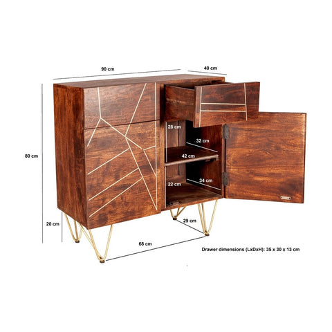 Dark Gold 2 Door Medium Sideboard