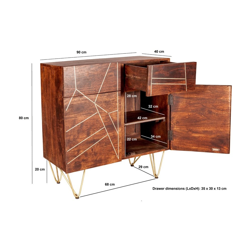 Dark Gold 2 Door Medium Sideboard