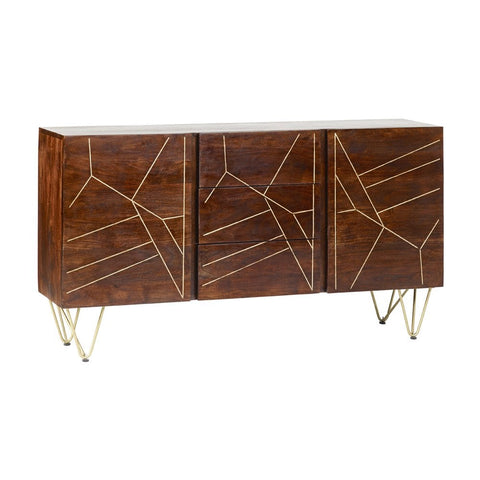 Dark Gold Extra Large Sideboard 3 Drawers And 2 Doors