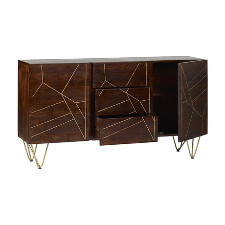 Dark Gold Extra Large Sideboard 3 Drawers And 2 Doors