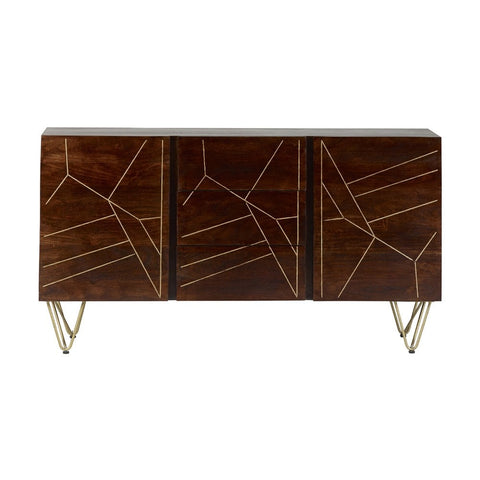 Dark Gold Extra Large Sideboard 3 Drawers And 2 Doors