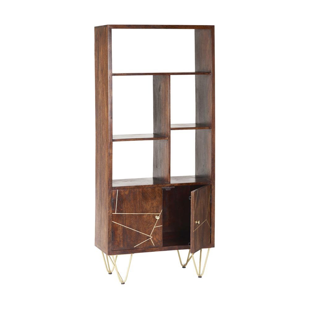 Dark Gold Large Bookcase 2 Door