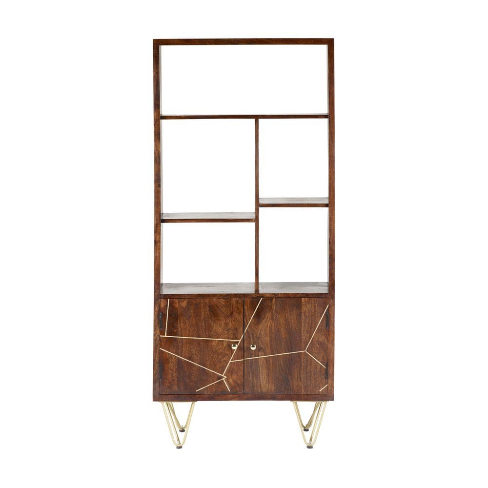 Dark Gold Large Bookcase 2 Door