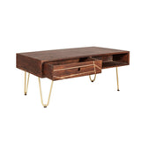 Dark Gold Rectangular Coffee Table With Drawer