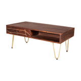 Dark Gold Rectangular Coffee Table With Drawer