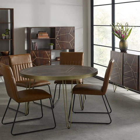Dark Gold Round Dining Table