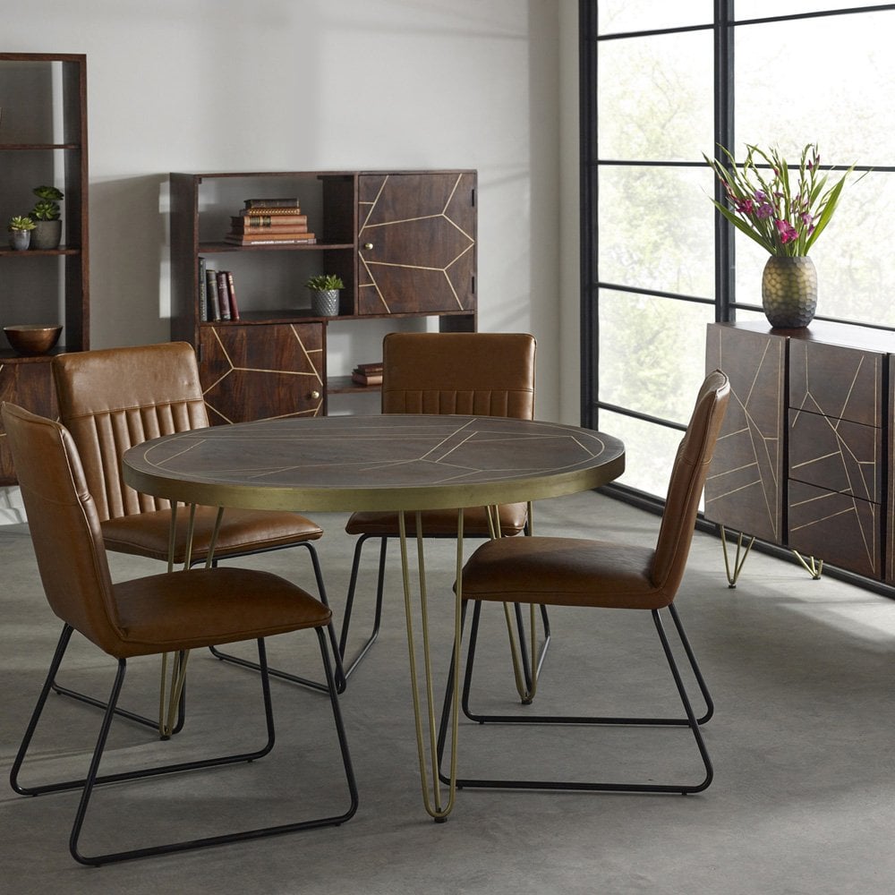 Dark Gold Round Dining Table
