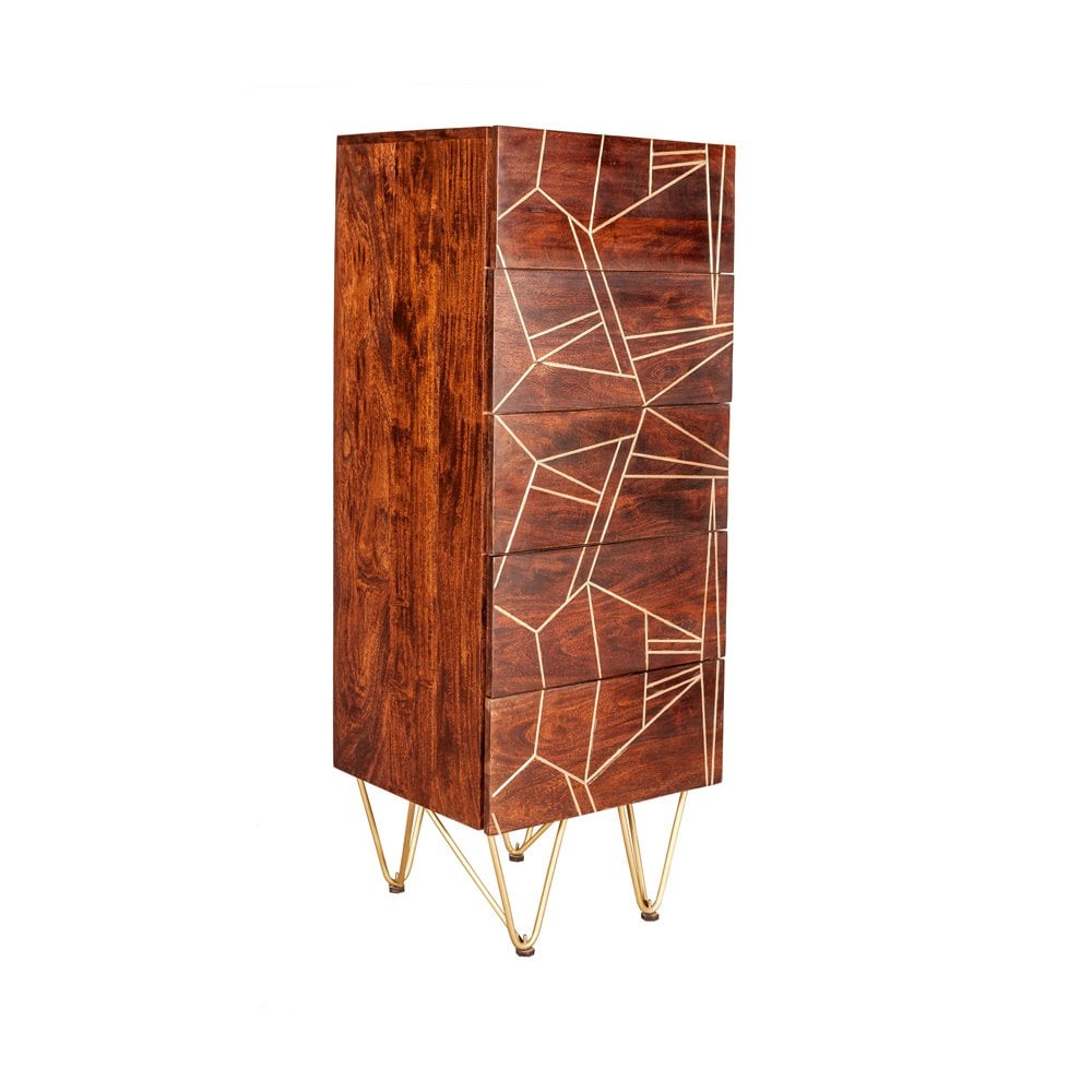Dark Gold Tall Chest Of Drawers