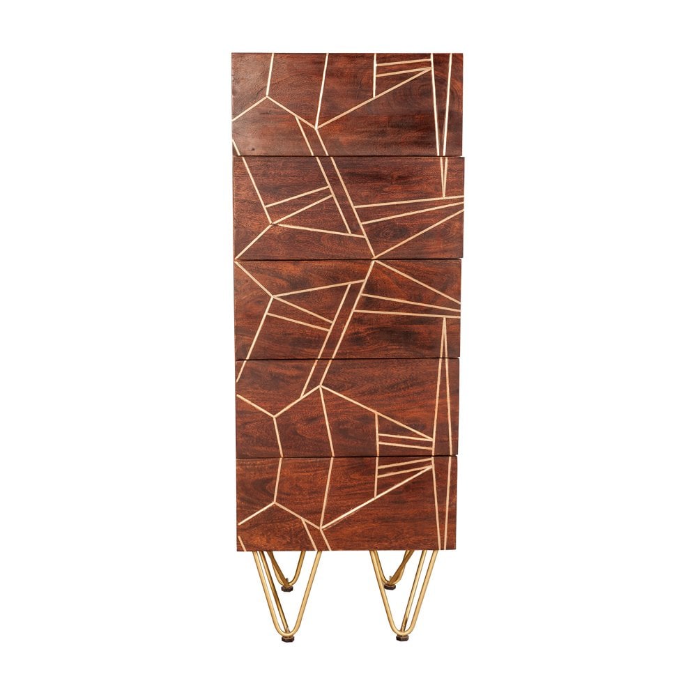 Dark Gold Tall Chest Of Drawers