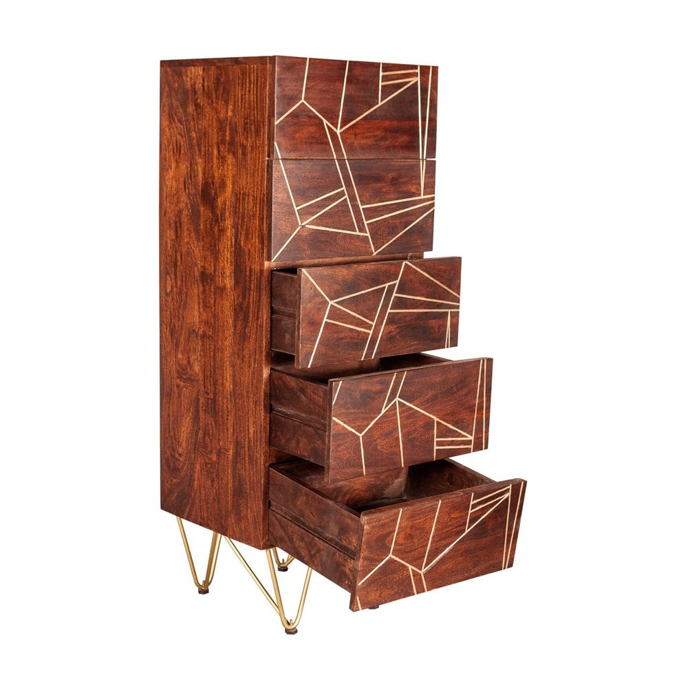 Dark Gold Tall Chest Of Drawers