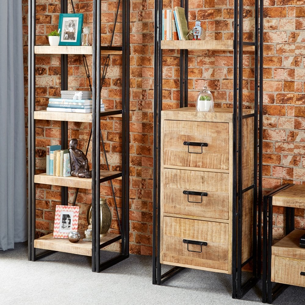 Cosmo Industrial Bookcase Slim Open
