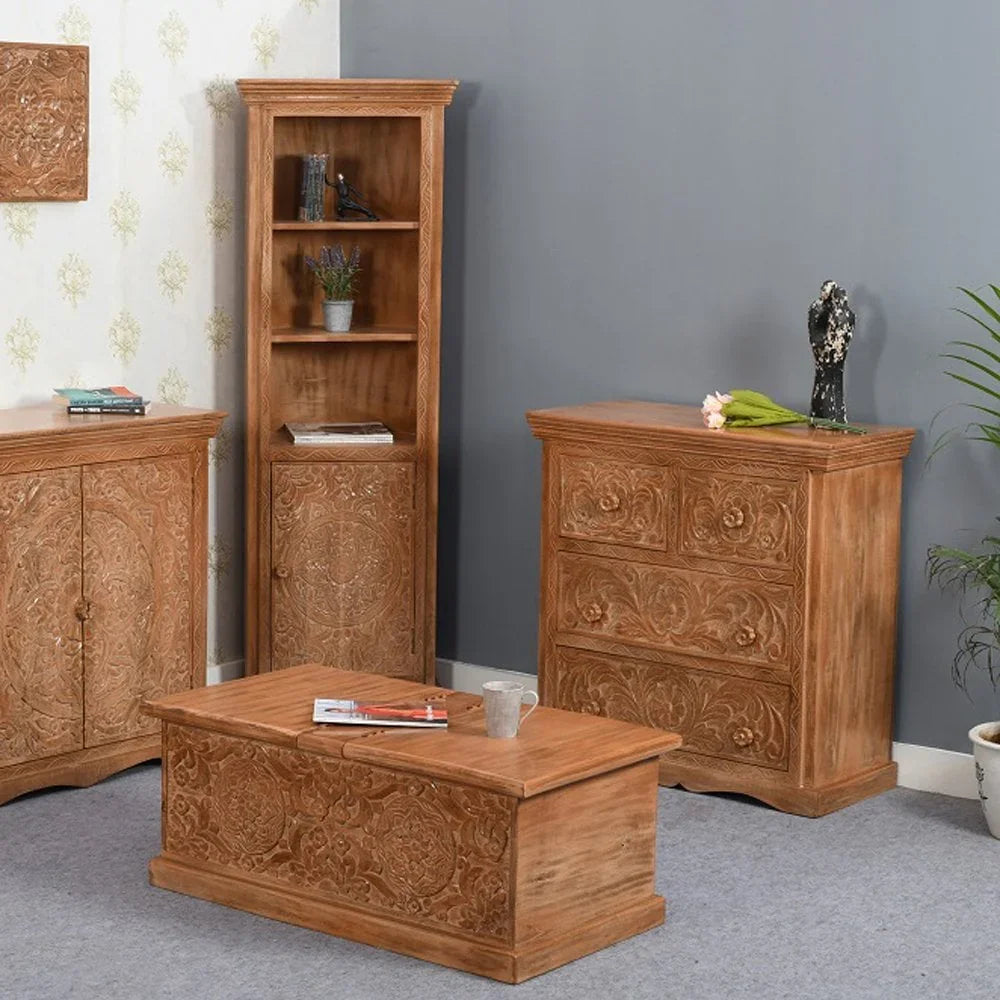 Artwork Mango Wood Bedside Table With Storage