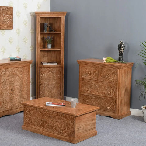 Artwork Mango Wood Bedside Table With Storage