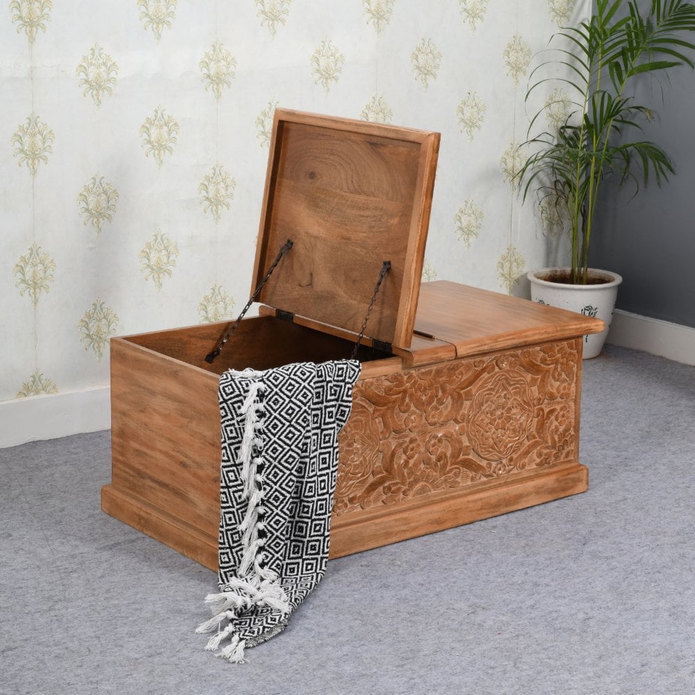 Artwork Mango Wood Coffee Table/blanket Box
