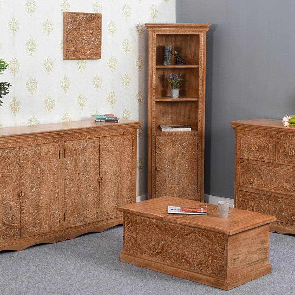 Artwork Mango Wood Bedframe Headboard