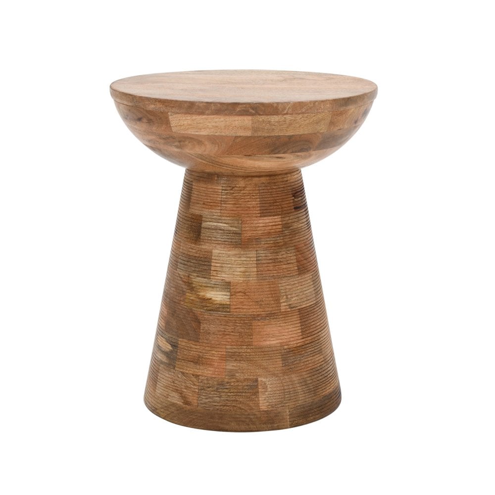 Surrey Solid Wood Round Side Table Mushroom Style