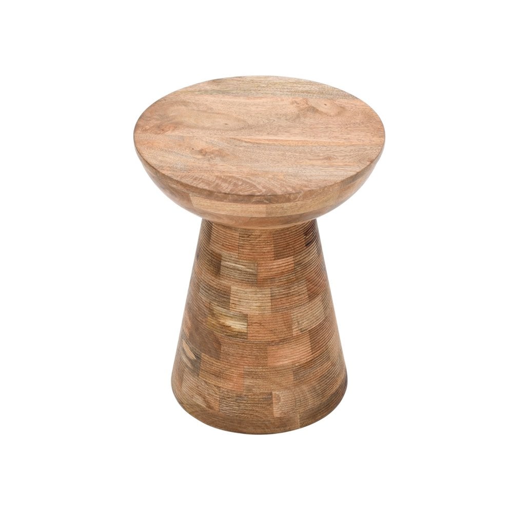Surrey Solid Wood Round Side Table Mushroom Style