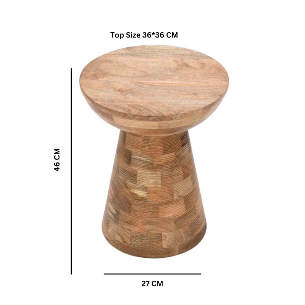 Surrey Solid Wood Round Side Table Mushroom Style